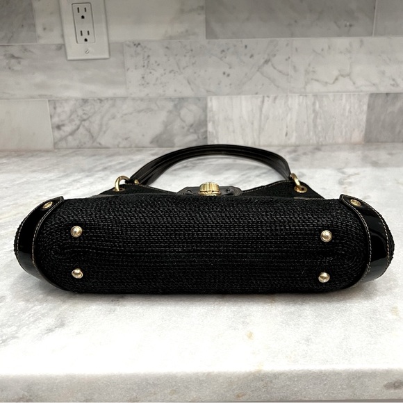 Eric Javits Shenia Black Woven Patent Leather Detail Bag - Picture 14 of 16